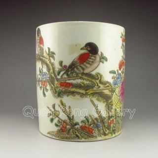 Chinese Porcelain Brush Pot W Qing Dynasty Tong Zhi Mark Nr photo