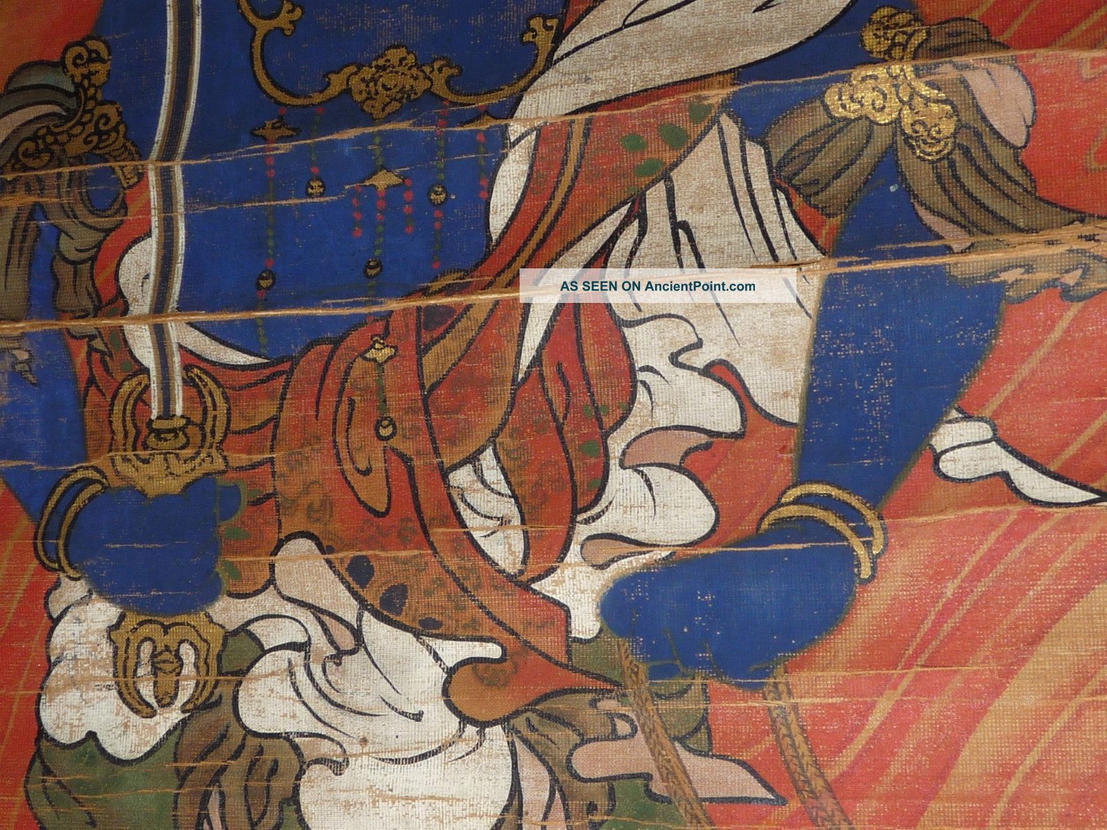 Edo Japanese Hanging Scroll Fudo Myo Samurai Yoroi Armor Katana
