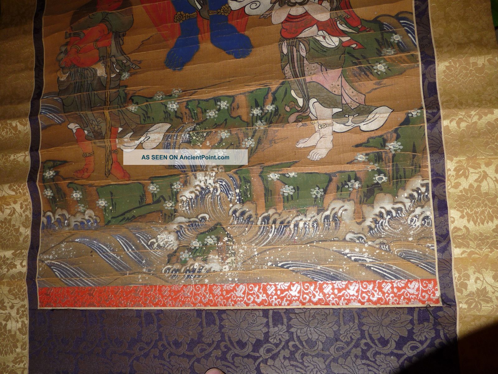 Edo Japanese Hanging Scroll Fudo Myo Samurai Yoroi Armor Katana
