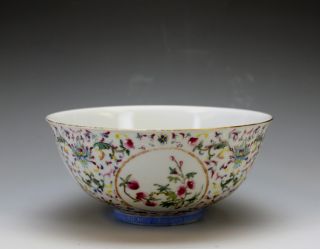 19th C.  Fine Chinese Qing Guangxu Mk Famille Rose Floral Porcelain Bowl photo
