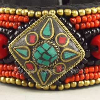 Chinese Turquoise,  Red Coral,  Shell Bracelet Nr photo
