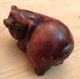 Vintage Hand Carved Japanese Wooden Laughing Pig Netsuke Boxwood ? Netsuke photo 2