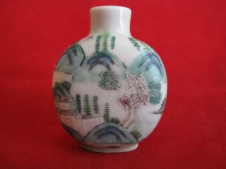 Chinese Famille Verte Porcelain Snuff Bottle Imperial Daoguang Mark 19c Ching photo
