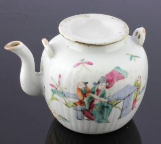 Perfect Chinese Porcelain Lobbed Cov.  Teapot 19th C.  Marked photo