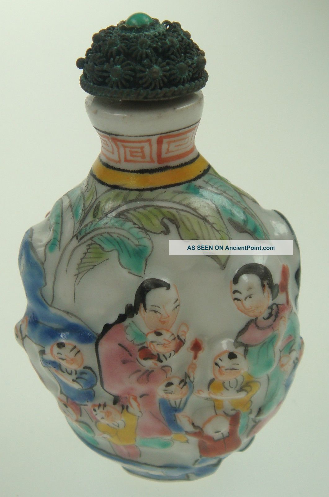 Antique Chinese Hand Painted Snuff Porcelain Porcelaine Bottle Glass Pottery Snuff Bottles photo