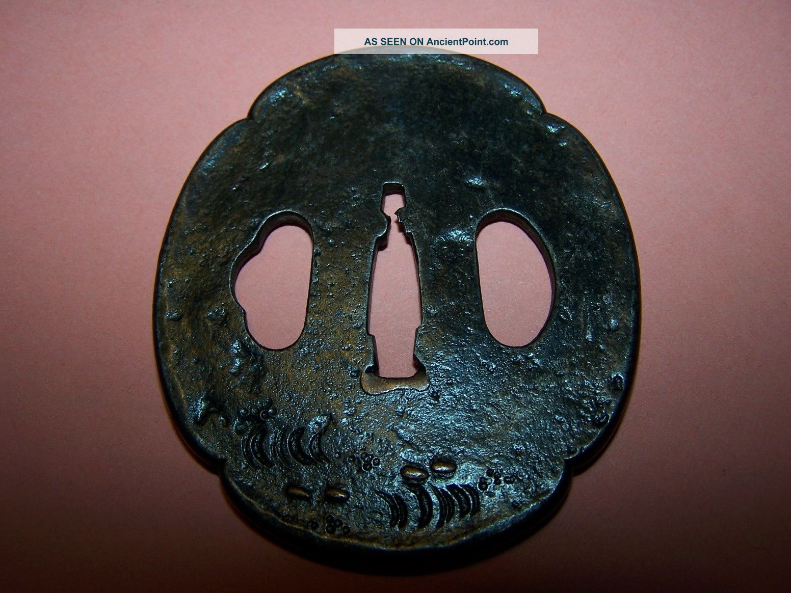 Old Japanese Samurai Sword Tsuba,  With Insect Design (bee & Flowers) Other photo