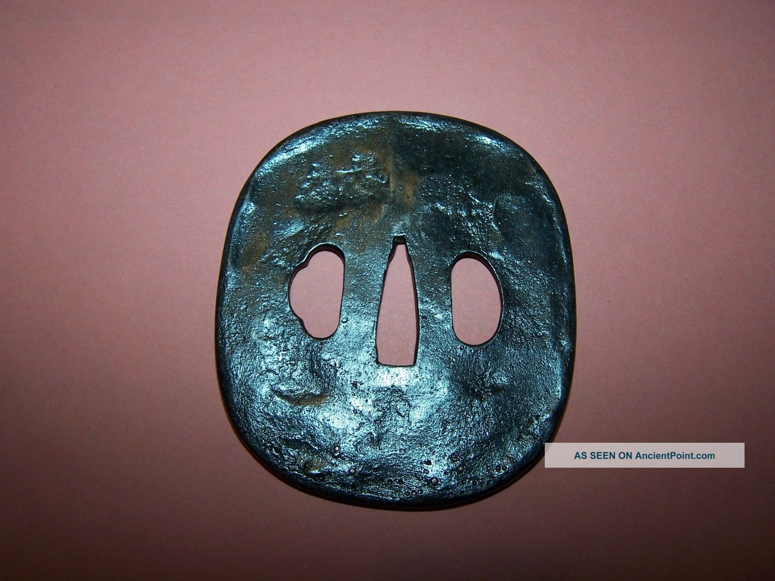 Old Japanese Samurai Sword Tsuba,  With Insect Design (fly And Leaves) Other photo