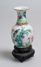19th C Antique Miniature Chinese Hand Painted Famille Rose Porcelain Vase &stand Vases photo 2