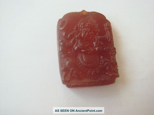 Antique Mongolian Jade Jadeite Pendant Of Necklace Mammon God Of Wealth Necklaces & Pendants photo