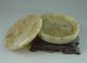 Antique Chinese Hetian Jade Carved Powder Box Carving Other photo 2