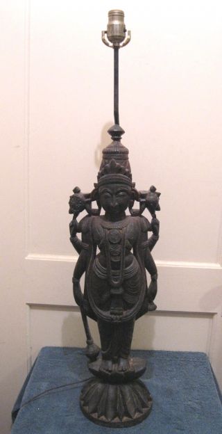 Antique Rosewood Figural Lamp. photo