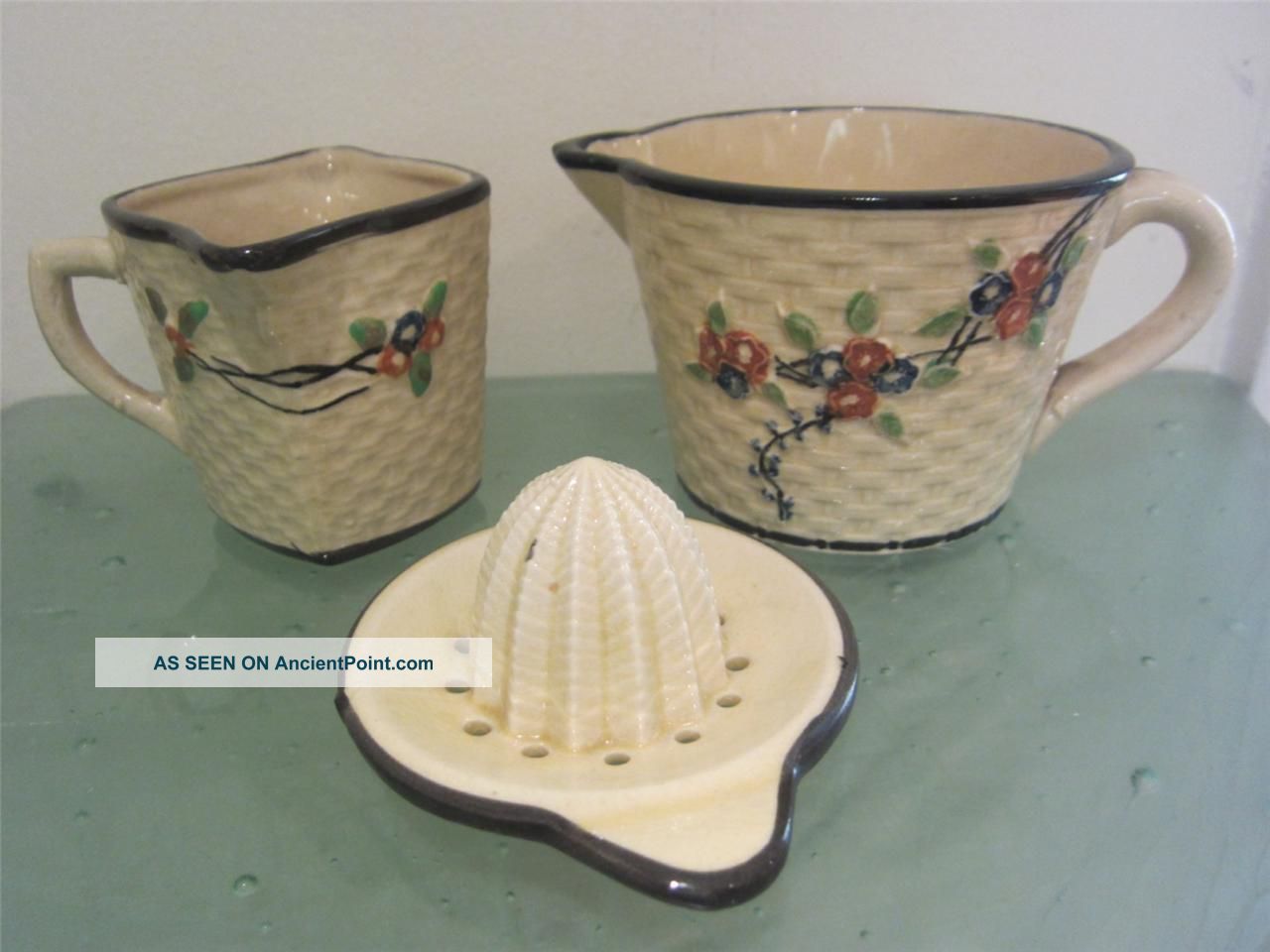Hotta Yu Shoten Basket Weave Antique 1920 ' S Japan Reamer & 2 Measuring Pitchers Other photo