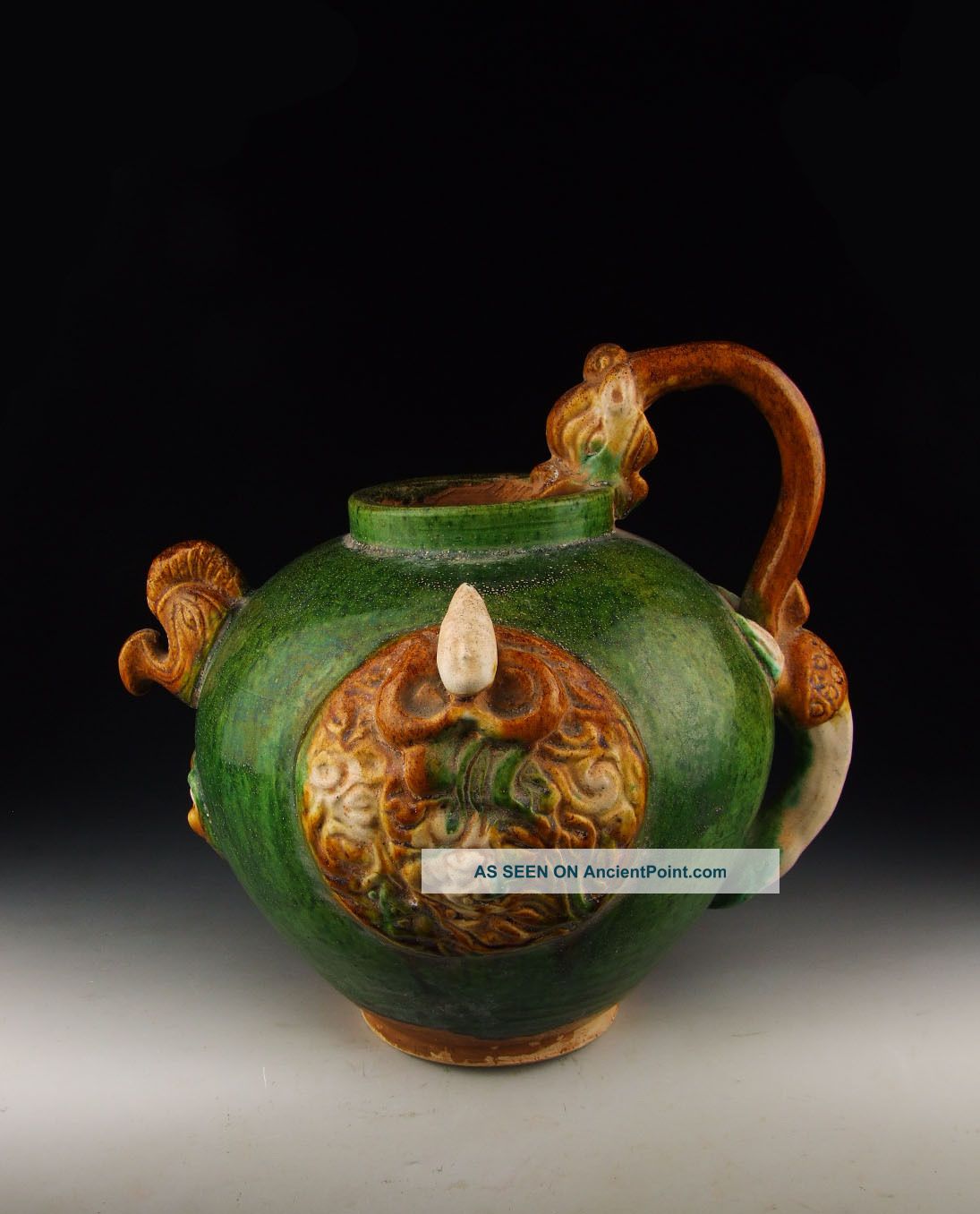 Tang Dynasty Tri - Colored Pottery Vine Pot Vases photo