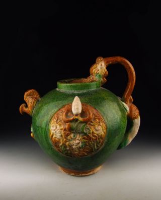 Tang Dynasty Tri - Colored Pottery Vine Pot photo