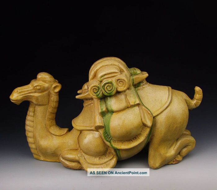 Tang Dynasty Tri - Colored Pottery Camel Vases photo