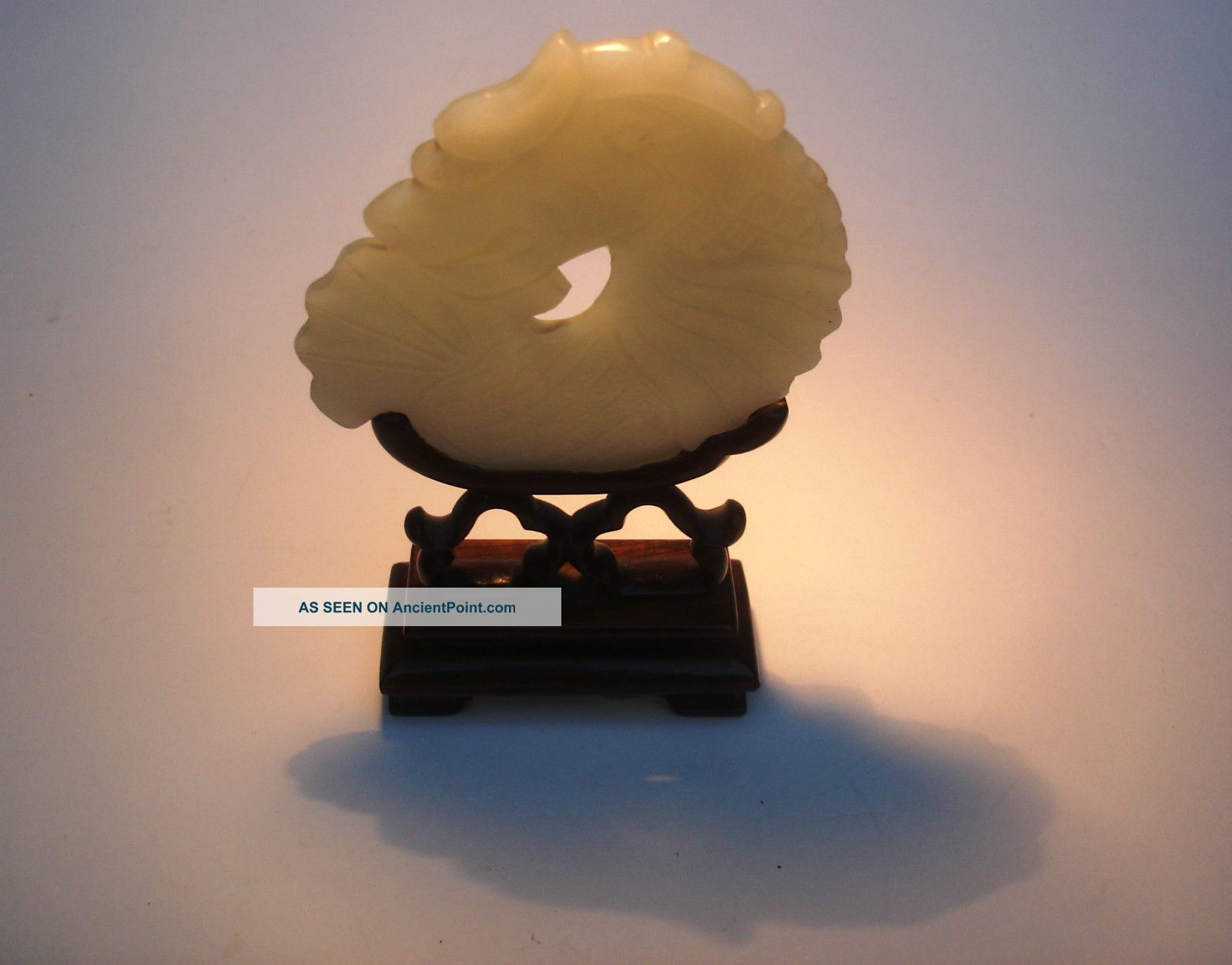 Antique Carved Jade Fish On Wooden Stand. . . . Ornaments photo