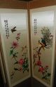 Vintage Silk Embroidered Korean Room Divider 8 Panels Birds & Flowers Korea photo 4