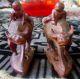 Rare Pair Chinese Carved Wood Statues Of Water Buffalo & Children Men, Women & Children photo 5