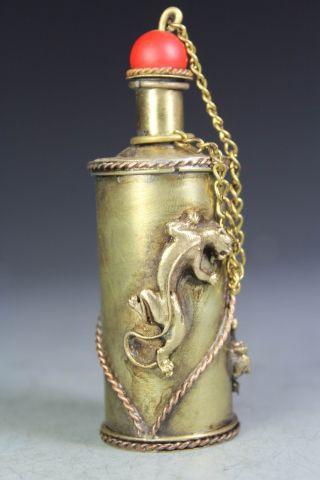 Chinese Handwork Copper Wall Gecko Old Snuff Bottle photo