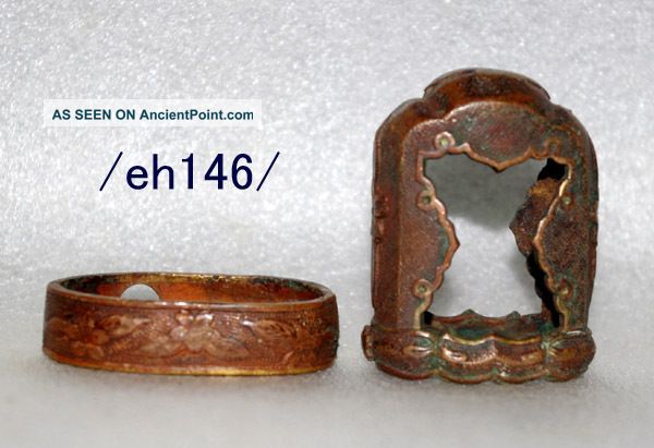 Fuchi - Kashira For Saber,  Old Imperial Army Officer,  Early Showa,  Copper/eh146/ Other photo