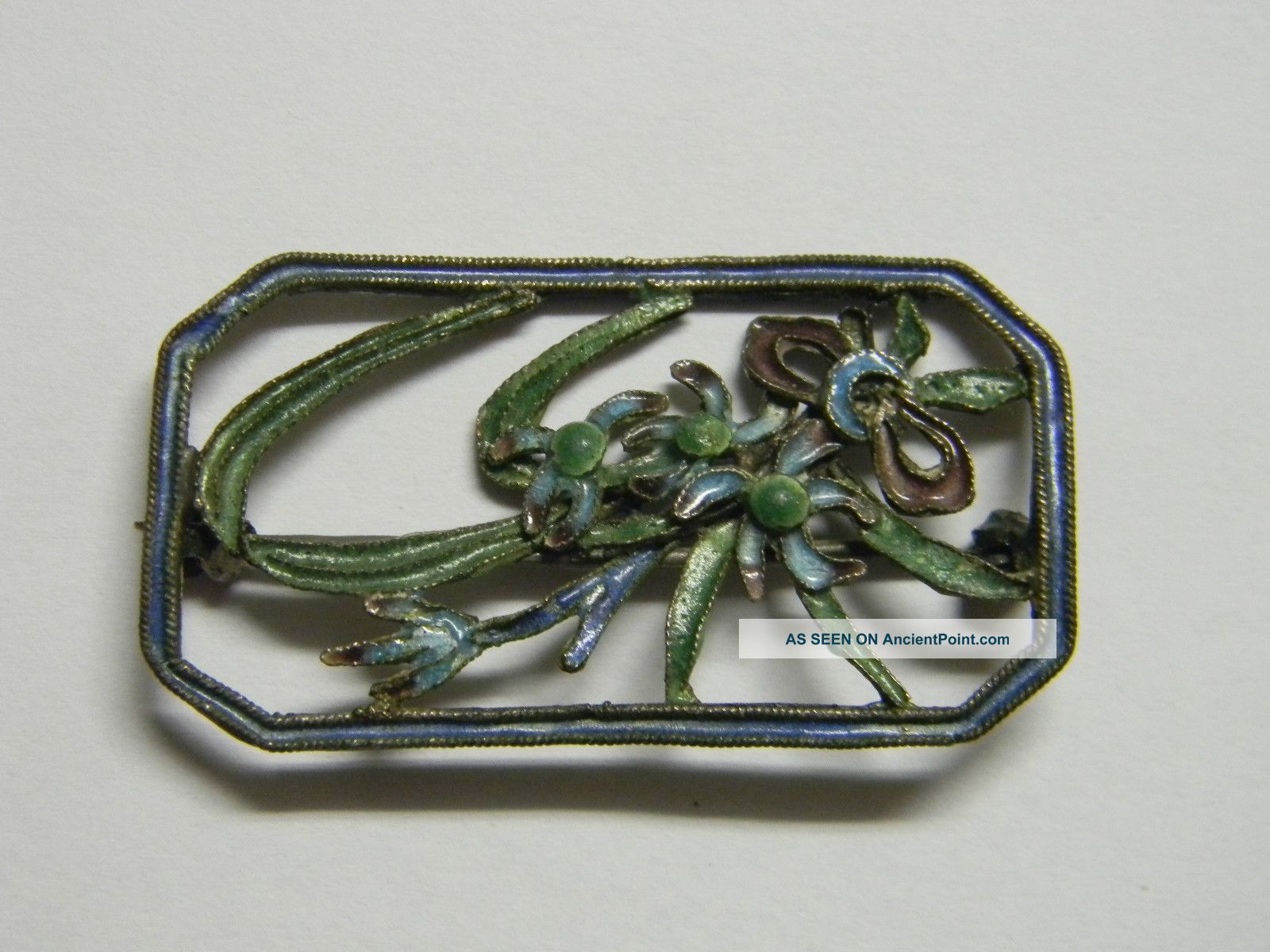 Antique Chinese Enamel Bird Brooch Pin Other photo