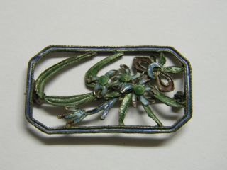 Antique Chinese Enamel Bird Brooch Pin photo