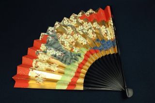 D375 Jc Japanese Antiques Hand Painted Dancer ' S Fan For Noh Playing Sakura photo