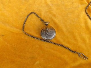 Pocket Watch With Chain Carven Playing Golf Two - Sided Arabesquitic Exquisite 46 photo