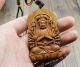 Chinese Peach Wood Carved Thousand Hand Kwan - Yin Statue Amulet Car Decor Gyj Buddha photo 4