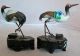 Vintage Chinese Pair Of Enamel Cloisonne Tancho Cranes W/ Coral On Wood Stands Birds photo 2