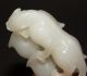 Antique Chinese Carved White Jade Figural Pendant Amulet Animals Beasts Carving Amulets photo 10