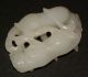 Antique Chinese Carved White Jade Figural Pendant Amulet Animals Beasts Carving Amulets photo 4