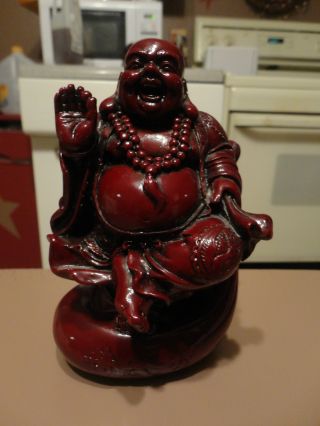 Vintage Chinese Red Lacquer Buddha Statue photo