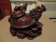 Vintage Chinese Red Lacquer Dragon Statue Turtle Shell Buddha photo 2
