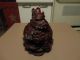 Vintage Chinese Red Lacquer Dragon Statue Turtle Shell Buddha photo 3