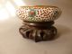 Antique Chinese Cloisonne Bowl On Wooden Stand Bowls photo 1