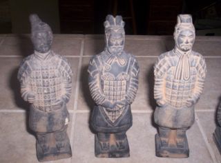 Chinese Warrior Antique Old Vintage Figurine Statues 8th Wonder Five Piece Lot photo