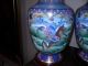 Antique Large Chinese Cloisonne Pair Vases - Warrior On Tang Horse - Very Fine Vases photo 2