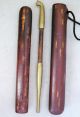 Antique Japanese Cherry Wood Bark Inro With Brass & Wood Pipe & Matching Holder Boxes photo 8