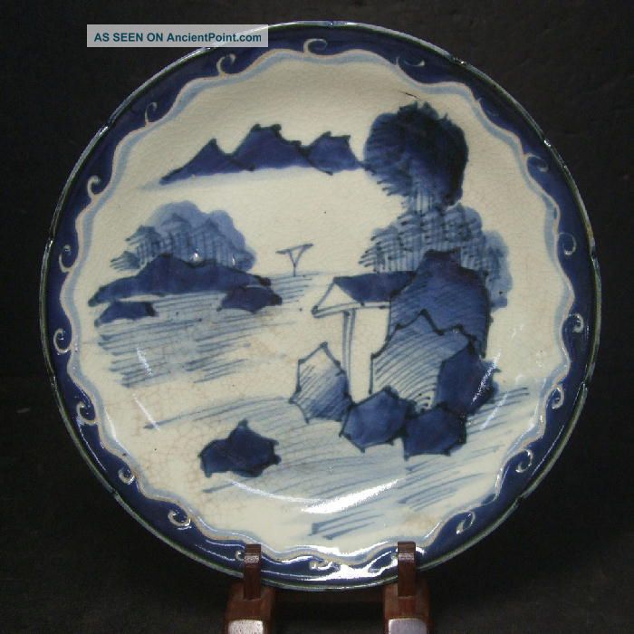 F708: Japanese Old Seto Porcelain Ware Plate With Appropriate Blue Painitng Plates photo