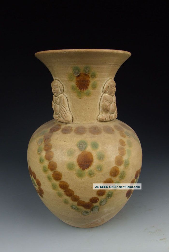 One Changsha Ware Yellow Glazed Pottery Vase Vases photo