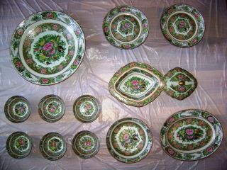 Rose Medallion Famille Chinese Plates & Blows - - 13 Pcs Set photo