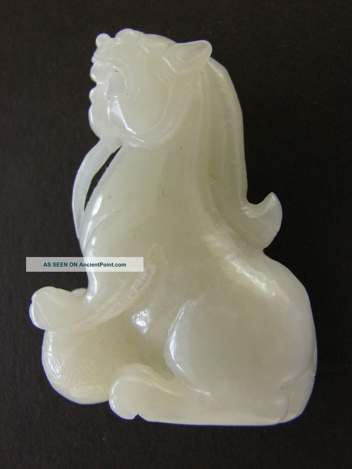Fine Translucent White Nephrite Mutton Fat Jade Figure Tiger With Carved Ball Other photo