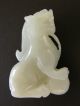 Fine Translucent White Nephrite Mutton Fat Jade Figure Tiger With Carved Ball Other photo 2
