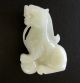 Fine Translucent White Nephrite Mutton Fat Jade Figure Tiger With Carved Ball Other photo 3