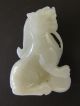 Fine Translucent White Nephrite Mutton Fat Jade Figure Tiger With Carved Ball Other photo 5