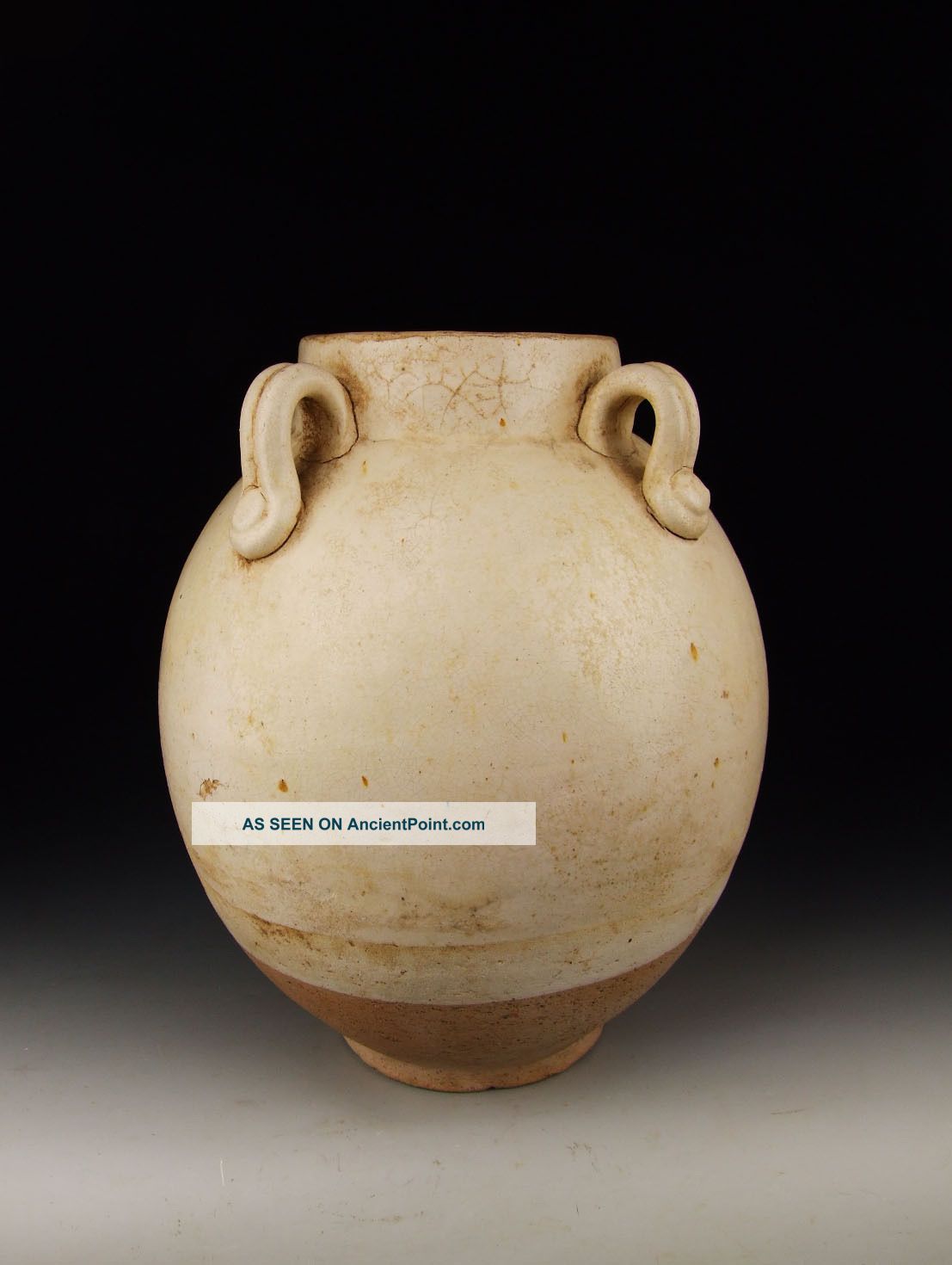 Tang Dynasty Xing Ware White Glaze Four Loop Handles Pottery Vase Vases photo