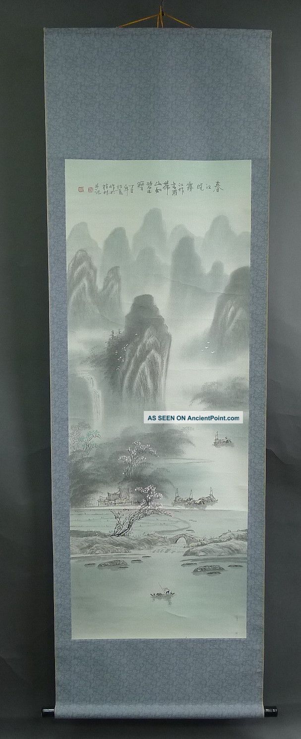 Chinese/japanese Scroll Calligraphy/painting - The Natural Landscaping - J0011 Paintings & Scrolls photo
