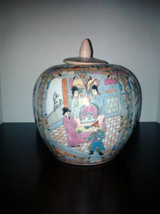 Antique Vintage Chinese Hand Painted Ginger Jar L@@k photo