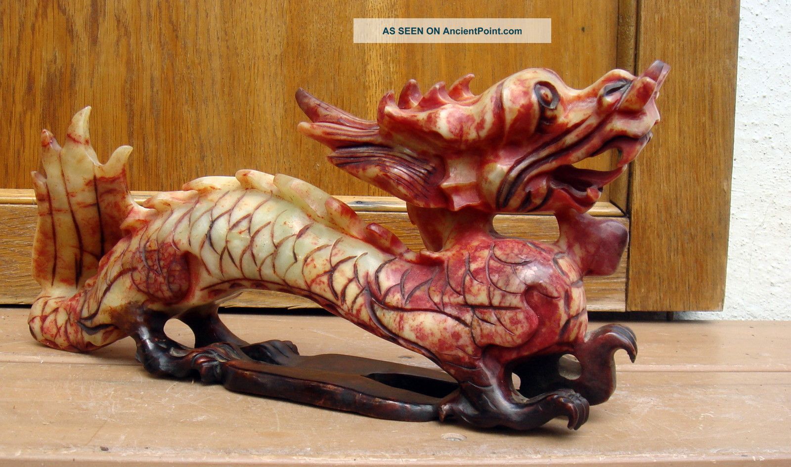 Antique Chinese Asian Large Soapstone Carving Of A Dragon Statue Sculpture Dragons photo